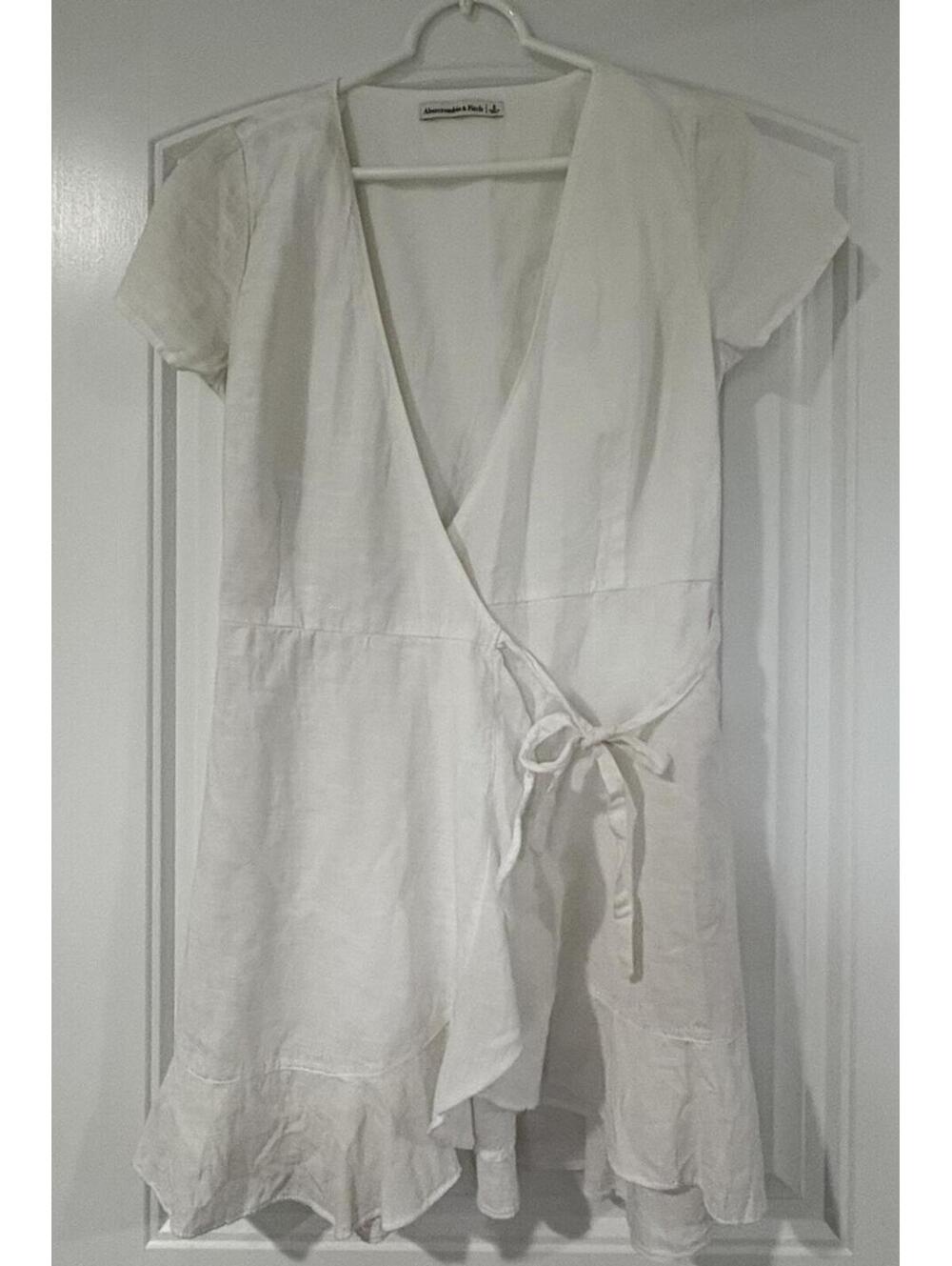Abercrombie & Fitch Dress Size Small White Wrap Dress 100% Cotton